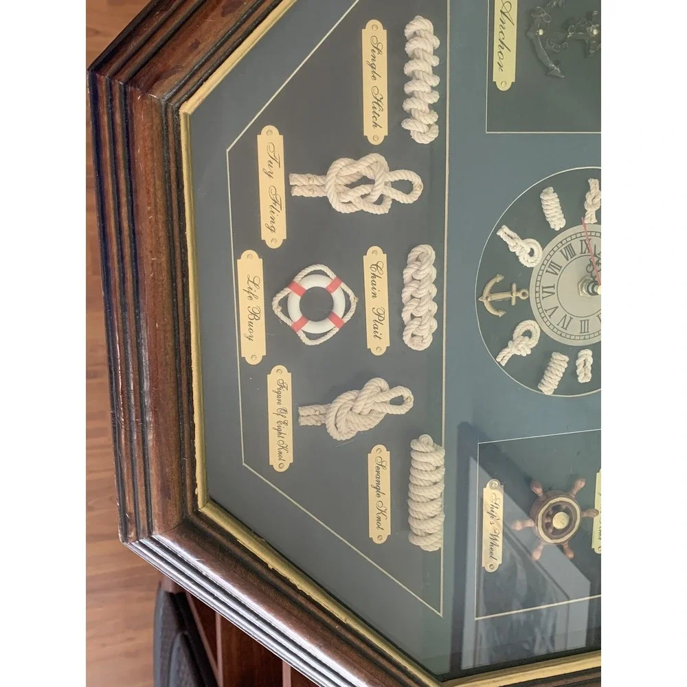 Decorative Wall Clock With Nautical Knots Wall Hanging 3D Shadow Box Ship Decor